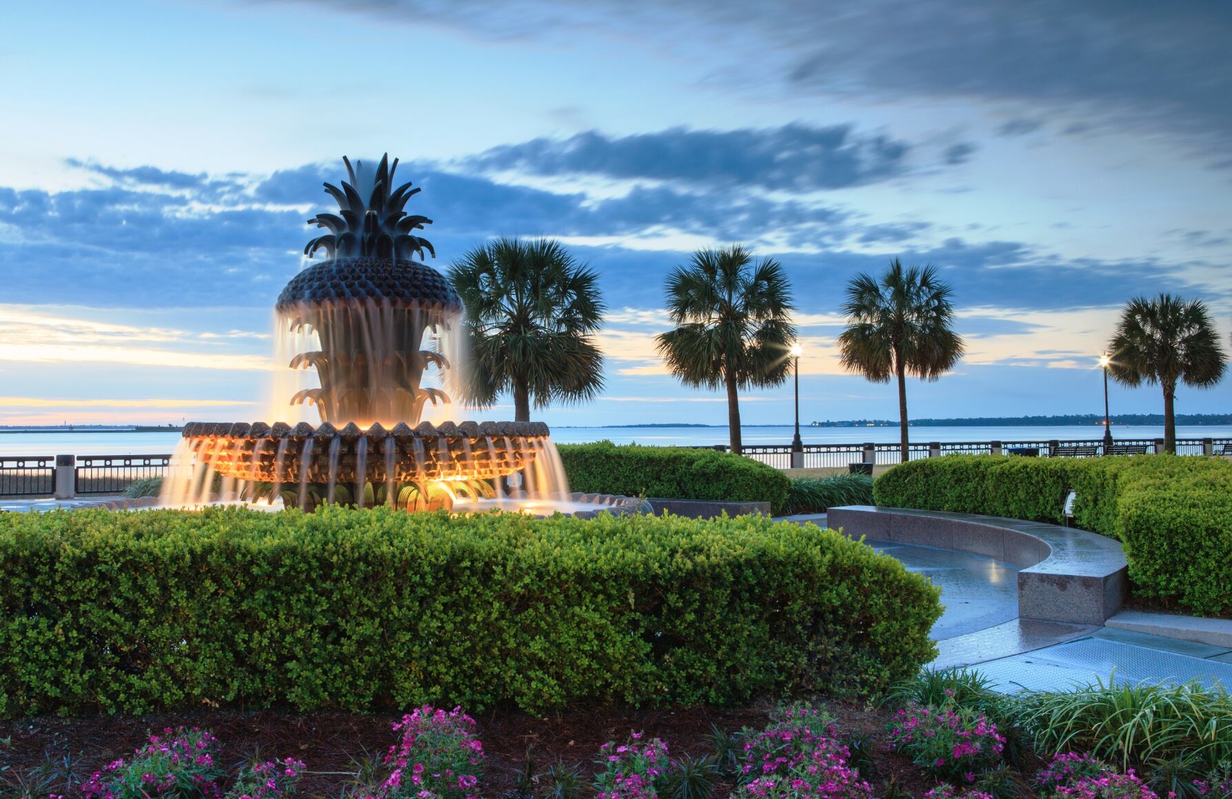 Waterfront fountain